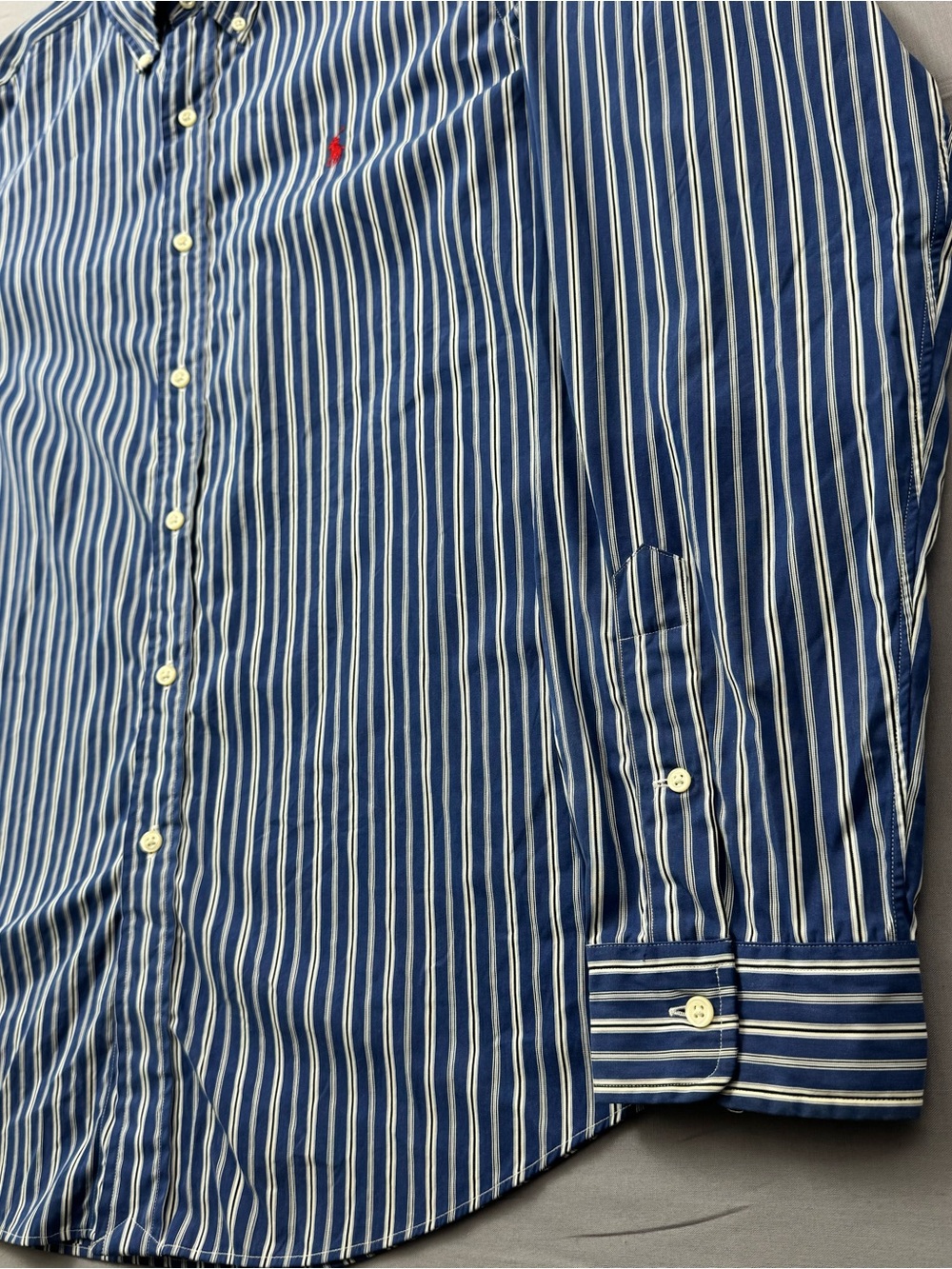 Ralph Lauren Button Down Shirt Mens XXL Blue White Striped Red Pony Logo - Picture 4 of 7
